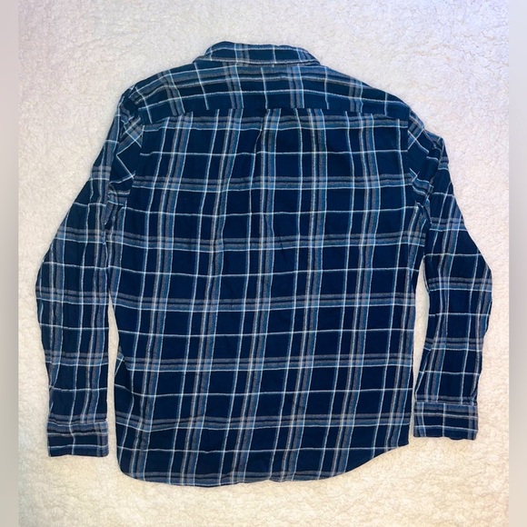 J. Crew Plaid Flannel Button Down Shirt Blue Gray Classic Fit Men’s XL - Picture 2 of 6